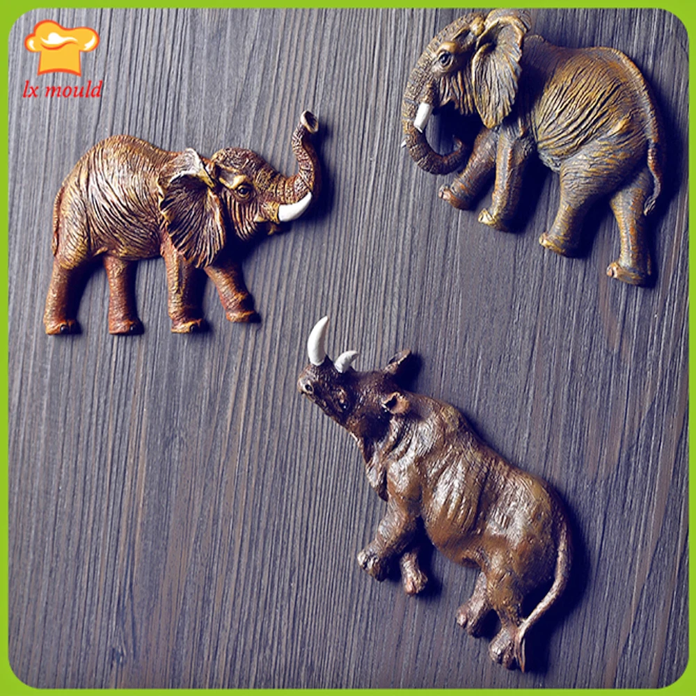 Savanna Animal Silicone Fondant Mould Baking Cake Topper Decoration Sugarcraft DIY Mold Elephant Rhinoceros