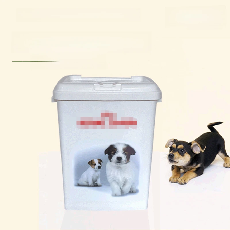 10kg flip plastic dog food bucket pet supplies storage bucket grain bucket double lid sealed moisture-proof factory tail goods