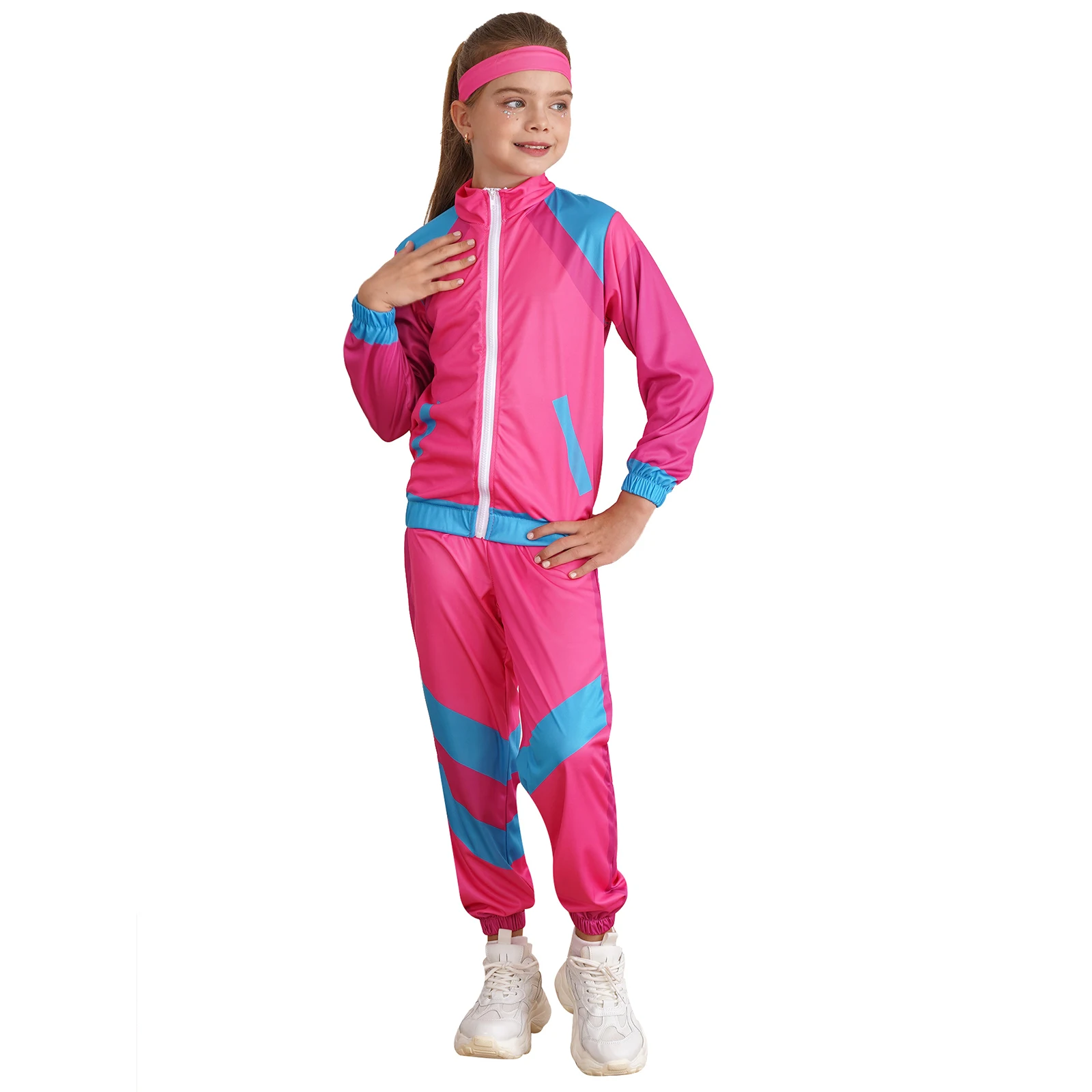 Dzieci Chłopcy Dziewczynki 80s 90s Dres Retro Disco Hippie Kostium Hip Hop Jazz Dance Set Strój sportowy na karnawał Halloween Cosplay