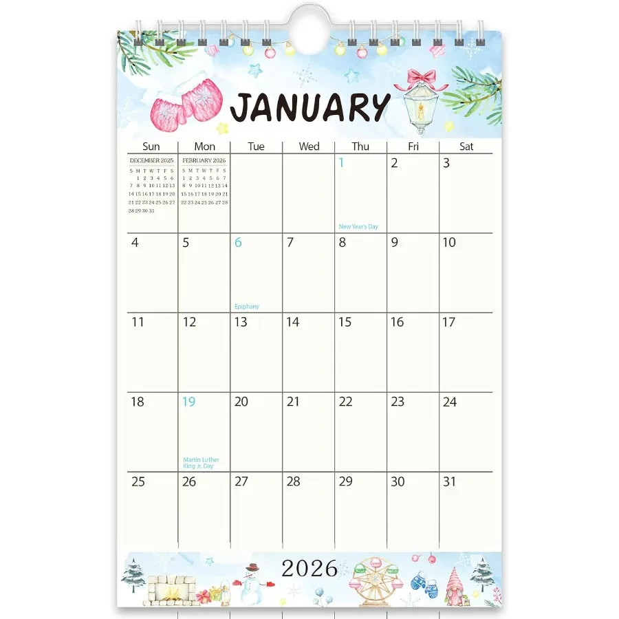 Маленький настенный календарь на 2026202718 месяцев Мини-настольный настенный календарь работает с января 2026 до июня. 2027 Вертикальная ежемесячная заметка размером 6 x 9 дюймов