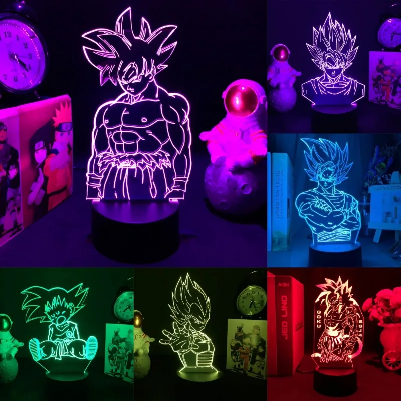 

3D Lamp LED Night Light USB charging Anime Goku Vegeta Dragon Ball Z Super Saiyan Goku Jiren Broly Table Lamp Gift 16 Colors