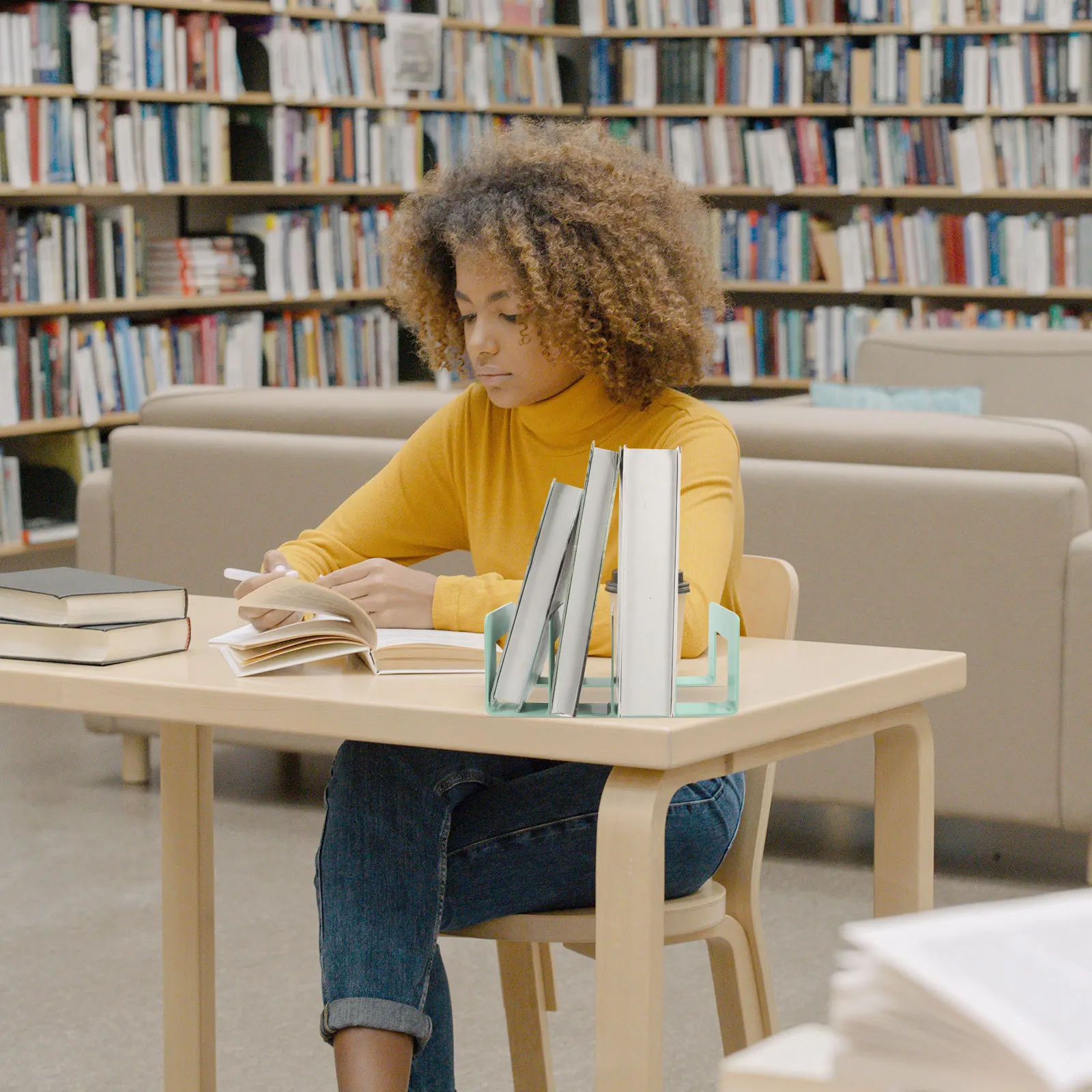 Sturdy Desktop File Organizer No Assembly Required for Home Office Study Bookshelf Holder with Rounded Corners for Safe Use