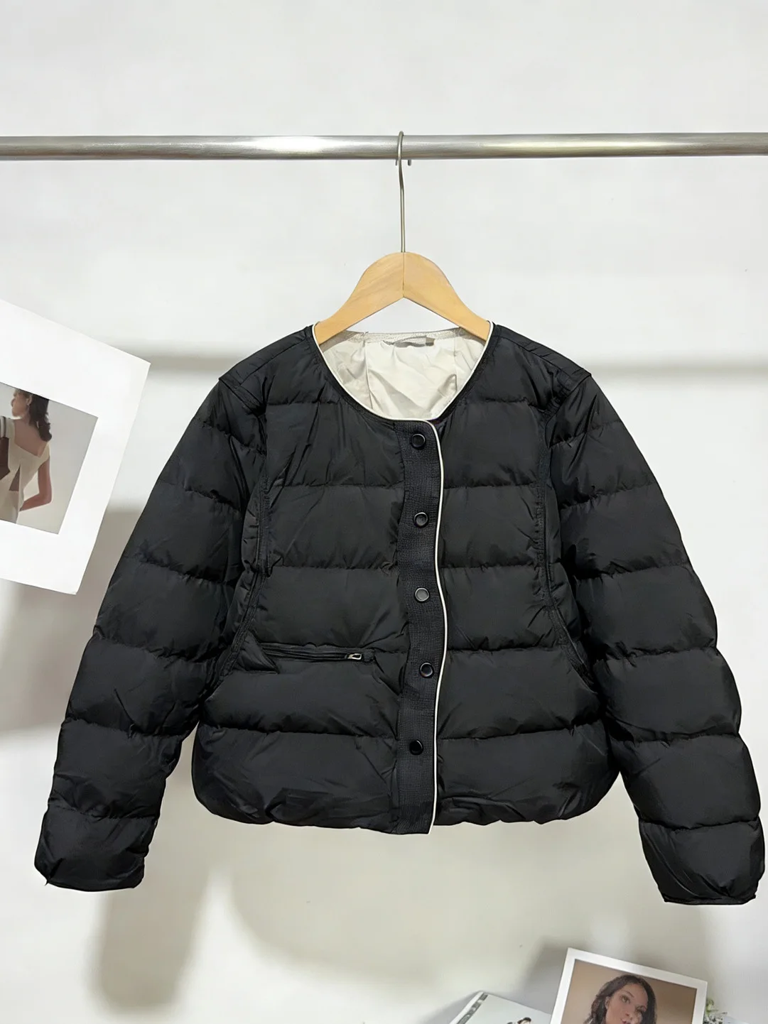 

Fashionable Simple round Neck Single Button Cotton Jacket Women's Loose Flattering Warmth Winter New Style Korean Version