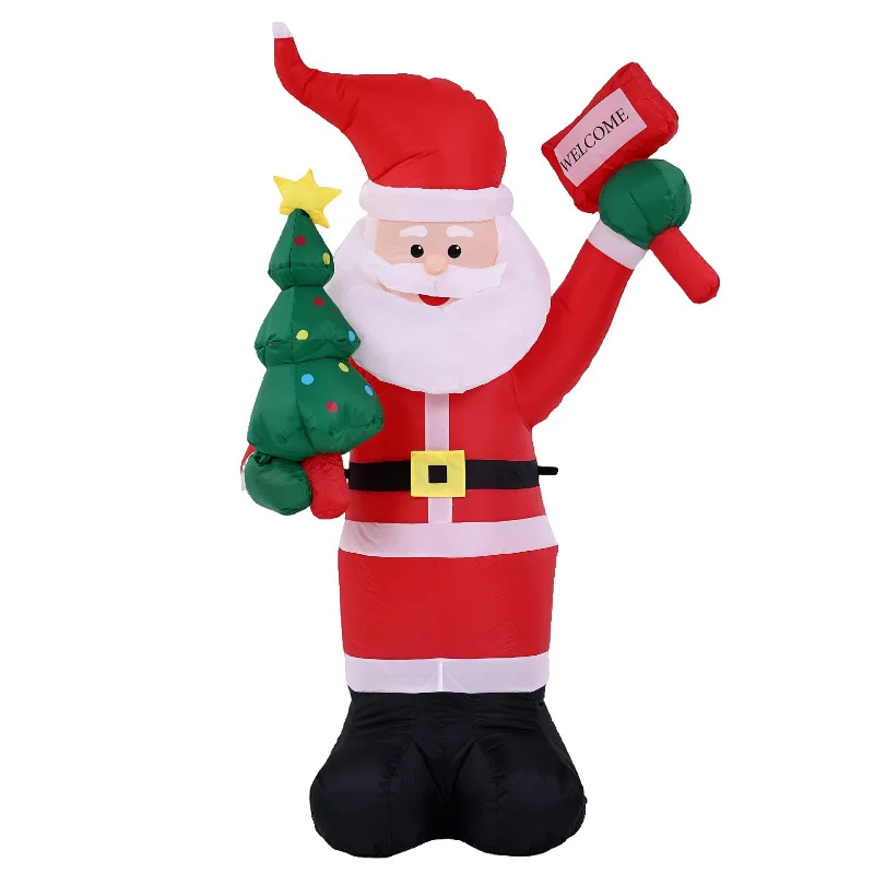 Backpack Santa Claus Christmas Decoration Inflatable Toys with LED Light 1.8M Inflatable Model Holiday Gift Indoor Outdoor Decor