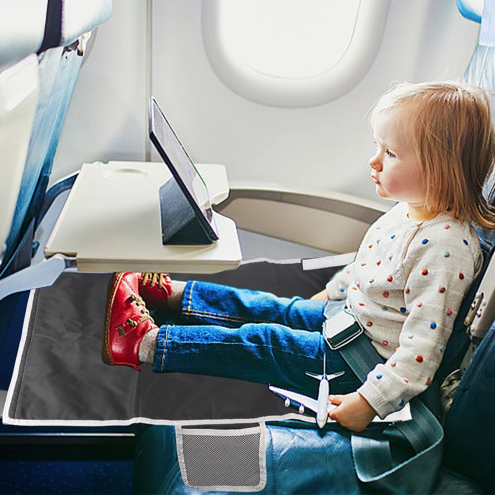 Airplane Footrest Baby Bed Kids Hammocks Car Seat Cover Extender With Seat Belt Pedals Foot Leg Rest Waterproof Cushion Portable