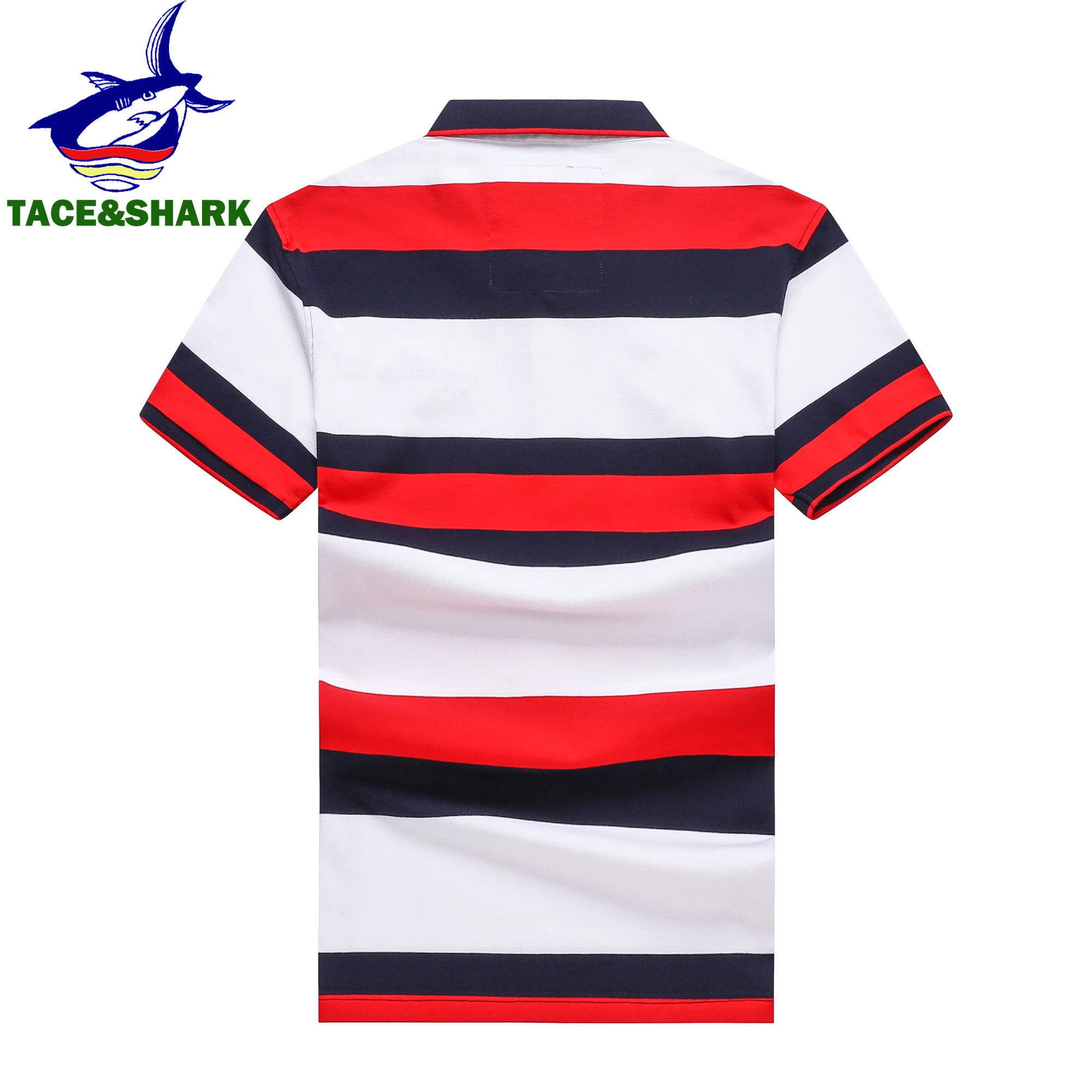 TACE&SHARK 2024 Summer Red Blue Striped Polo Shirt Fashion Brand Shark Camisa Masculina Mens Polos Shirts Clothing 3XL