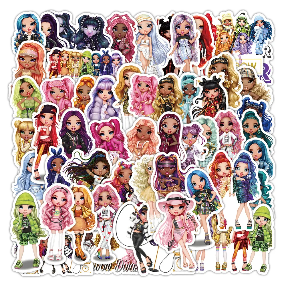 51pcs Cartoon Rainbow Doll Phone Tablet Suitcase Water Cup Notebook Waterproof Sticker