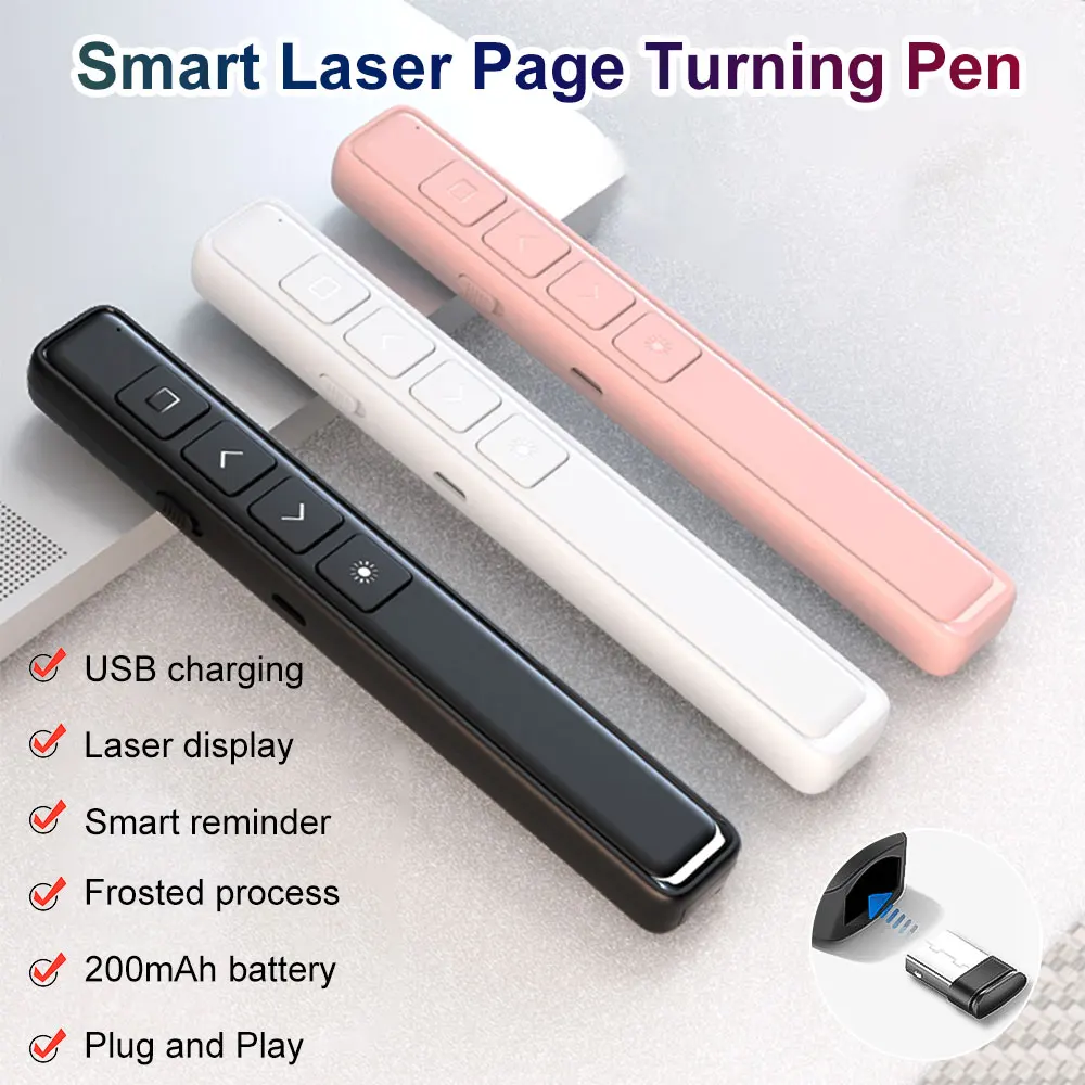 2.4GHz Wireless Powerpoint Pen Presentation Clicker 2.4g USB Remote Control Flip Presenter Pointer N35 RF PPT Slide Advancer Pen