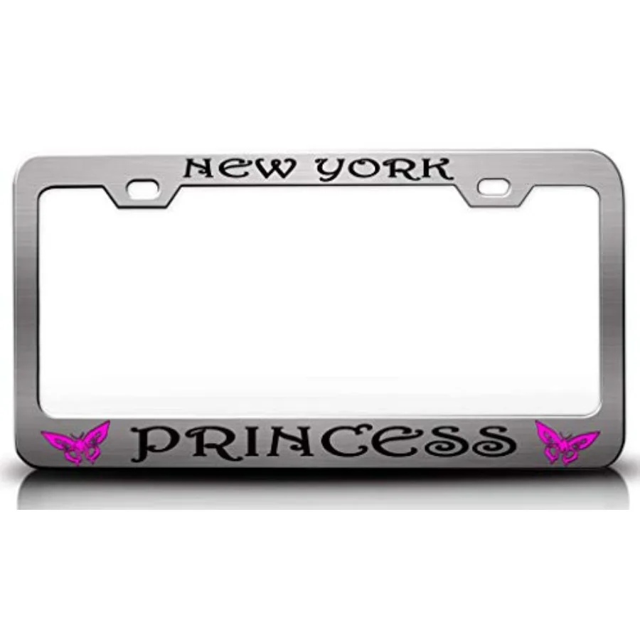 

New York Princess Butterfly Princess Steel Metal License Plate Frame Ch