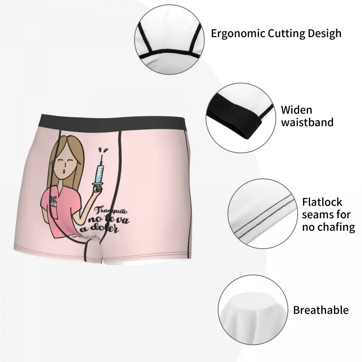 مخصص الذكور الأزياء Enfermera En Apuros معاطف للأطباء والممرضات الطبية الملابس الداخلية الملاكم ملخصات الرجال تمتد السراويل السروال #5