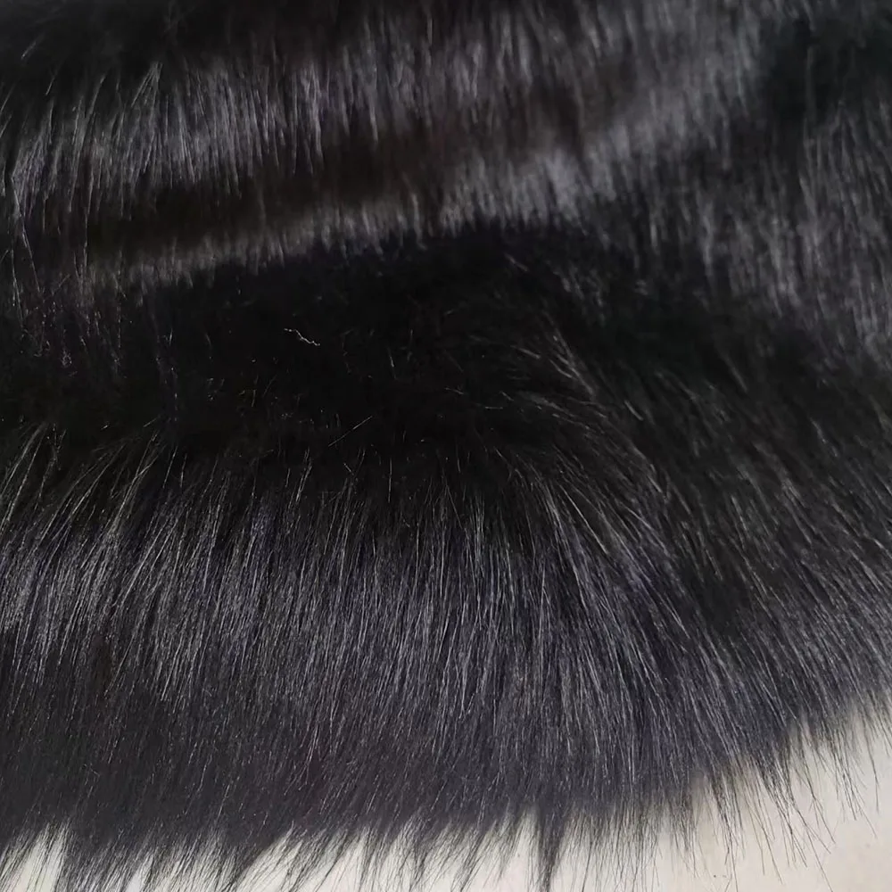 

Long Haired White Fabric Imitation Fox Fur Sewing Winter Coats Animal Headcovers Black Plush Hair Fabric DIY Cotton Doll Hair