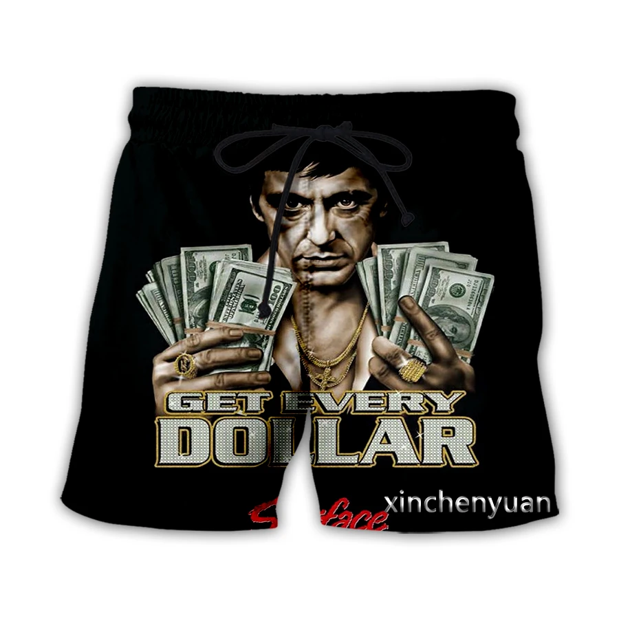 Scarface 3D impresso calções casuais para homens e mulheres, Streetwear solto, Streetwear esportivo, nova moda, L96