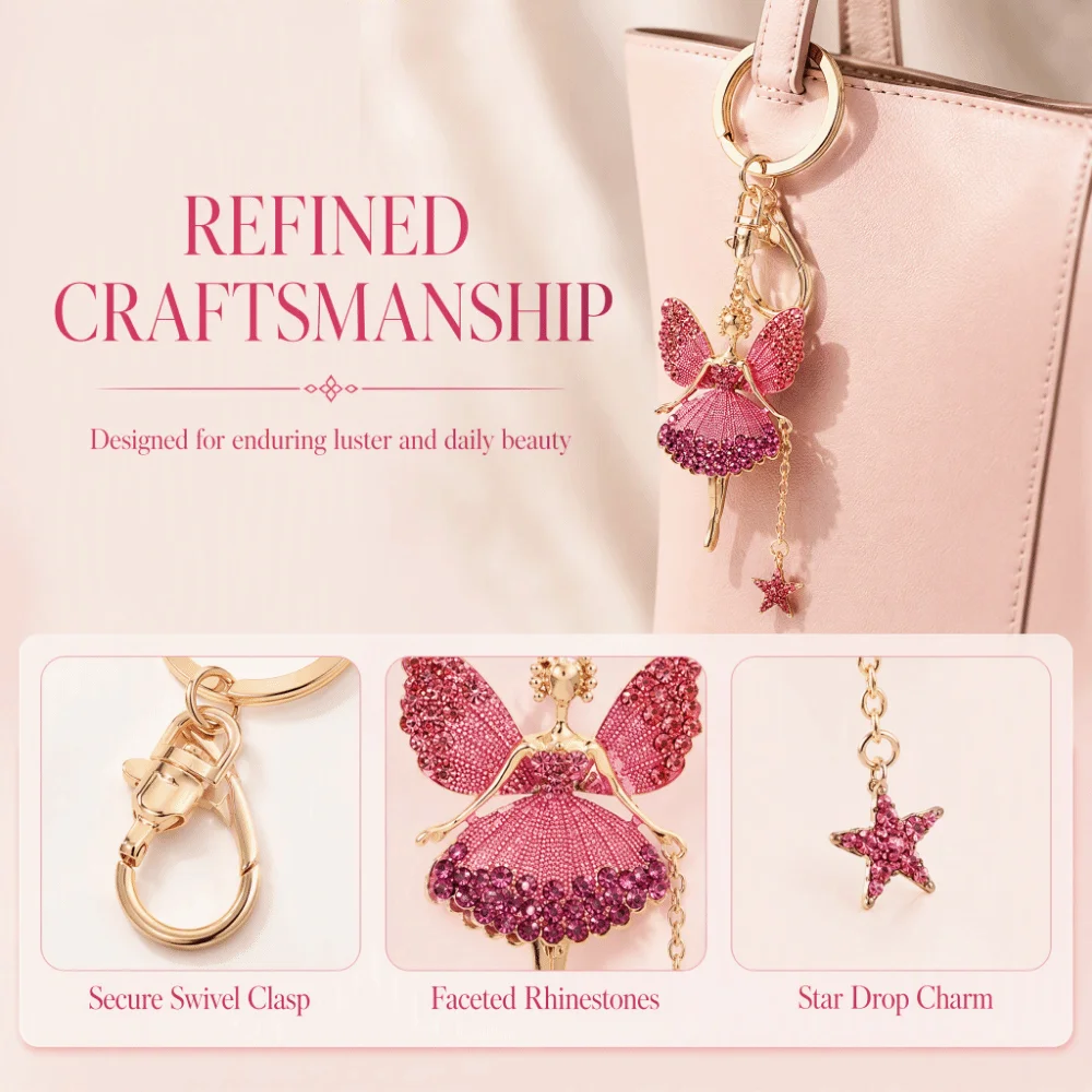 2pcs Pink / Purple Rhinestone Keychain Zinc Alloy Material Rhinestone Inlaid Car Decorative Pendants Pendant Design