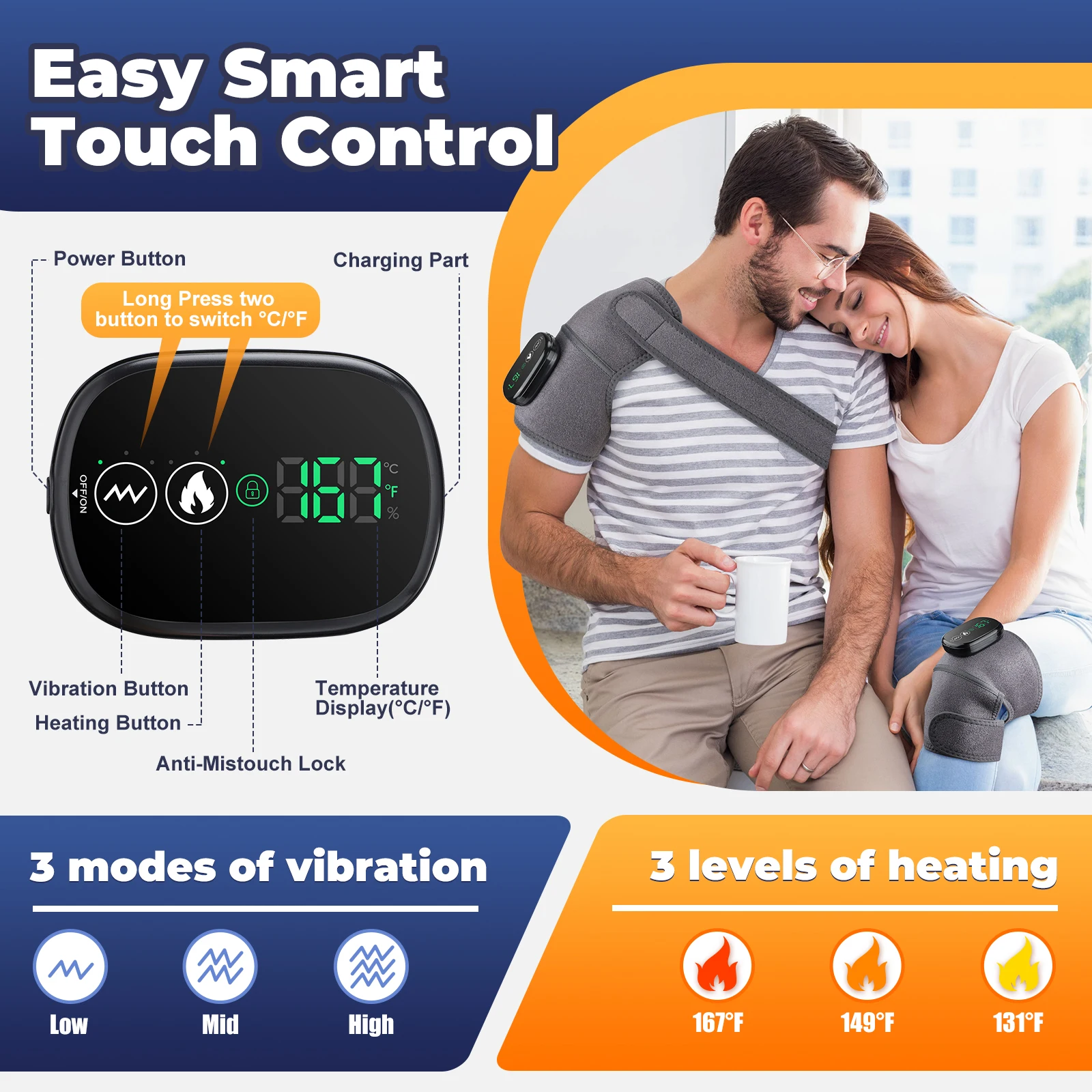 3 in 1 Eletric Heating Knee Massage Device Vibration Massage Knee Pads for Shoulder Hot Compress Leg Joint Blood Circulation