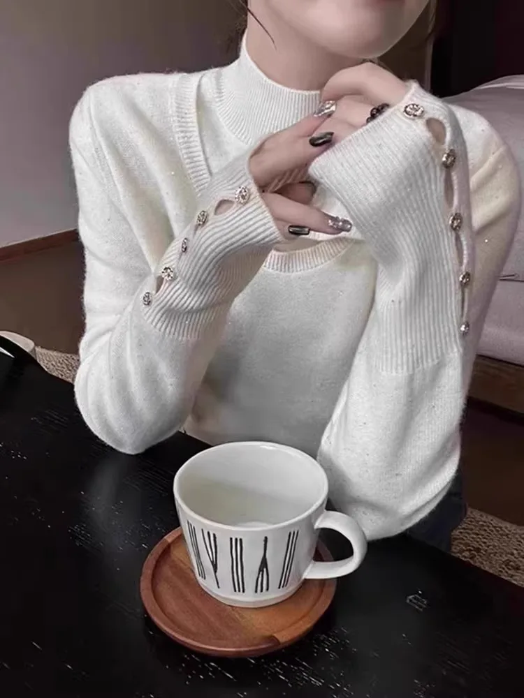 

Faionable Casual Long Sve Hoodie Comfortable Knitted Base irt Sli Early Autumn Top Trendy Commute Suitable Women's...