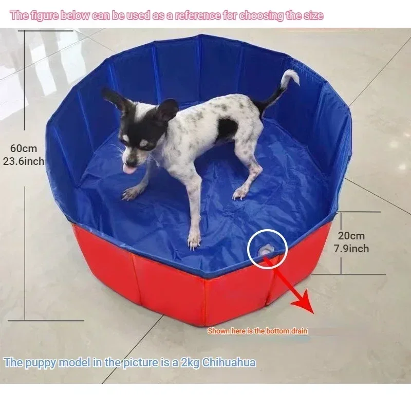 Foldable Dog Swimming Pool Indoor Outdoor Pet Dog Bathing Tub Summer Cool Bath Wash Bathtub Pet Accessories Dog Supplies 80*20cm