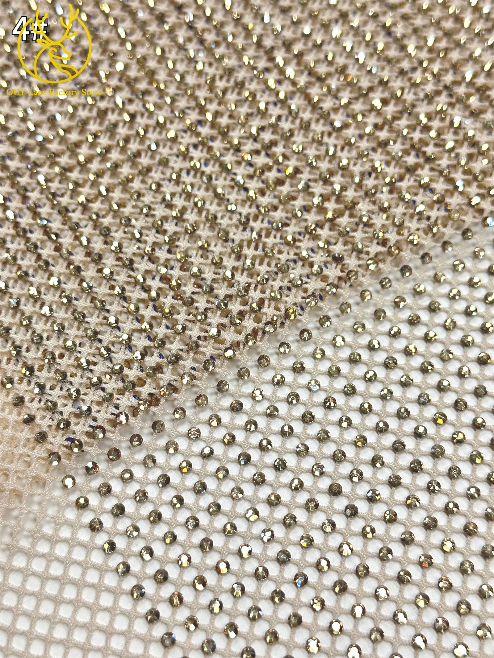 2,5 Yards Hochwertiger Dubai Edelstein-Netzspitzenstoff Hochqualitative Afrikanische Spitze Nigerianischer Steinspitzenstoff für Damen-Abendkleider – Detail 13