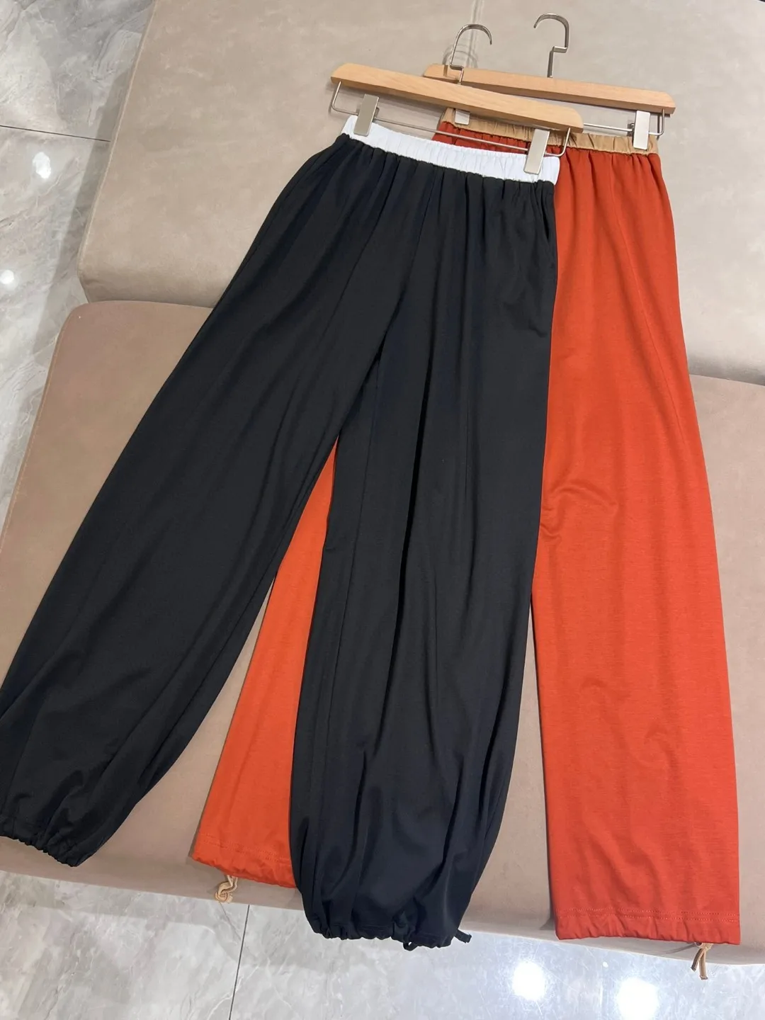 Ultra-thin cotton casual pants with loose and elastic waist