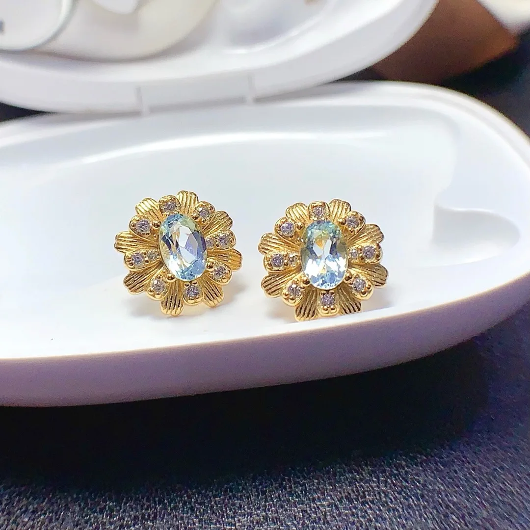 

Дизайнерский дизайн, серьги-гвоздики с натуральным топазом, стерлинговое серебро S925, роскошные ювелирные изделия, модные женские и идеальные подарки