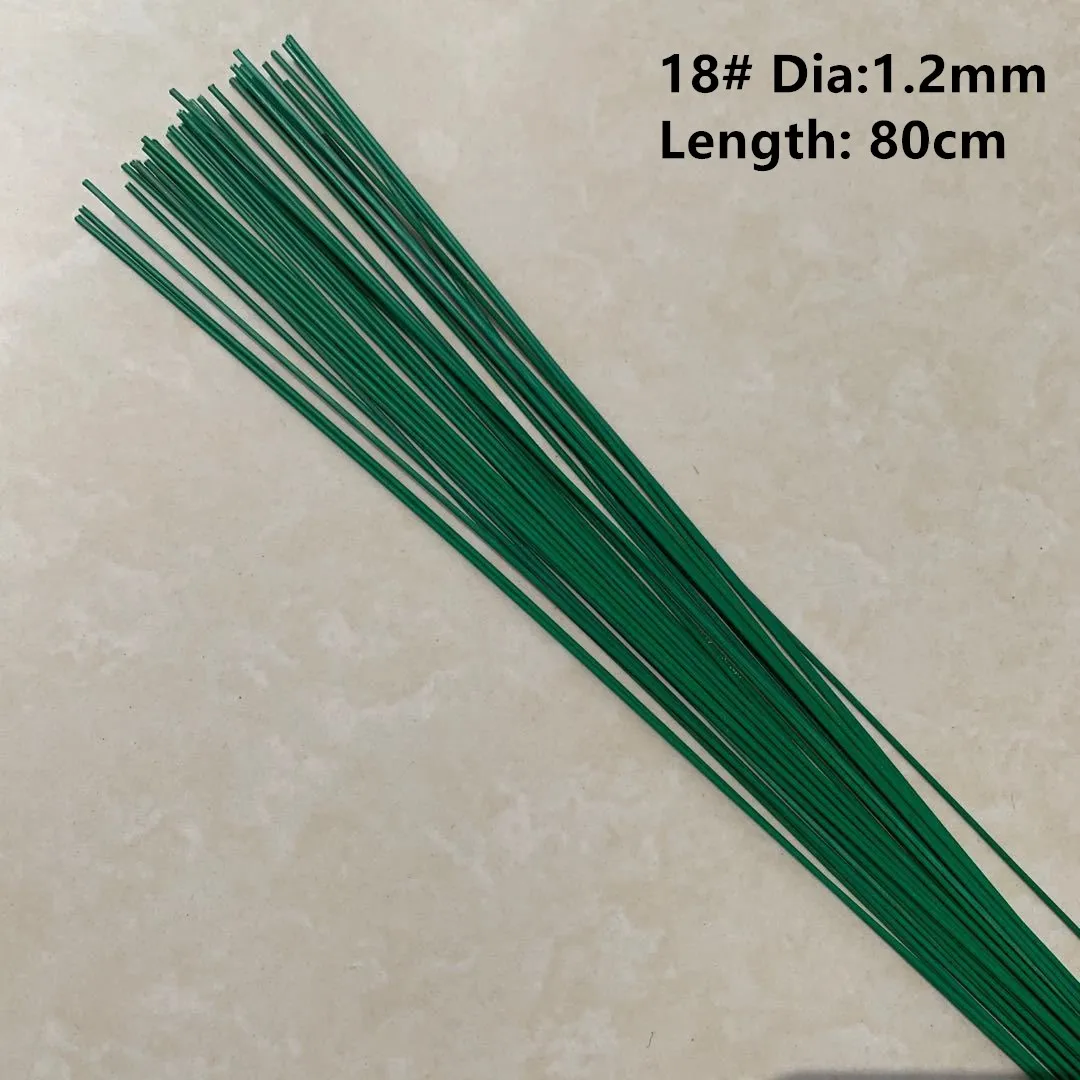 30 Stück, 60 cm Länge, 18 # 1,2 mm/0,047 Zoll papierbeschichtete grüne Eisendrahtstränge für DIY-Nylonblumen / Blumenmaterialien, handgefertigt – Detail 1