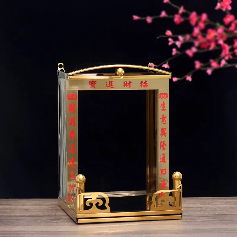 DSA Gold Pillar Stainless Steel Spirit Tablet Rack Buddha Niche Altar Hanging Wall Heaven Official Earth Kitchen God Tablet for