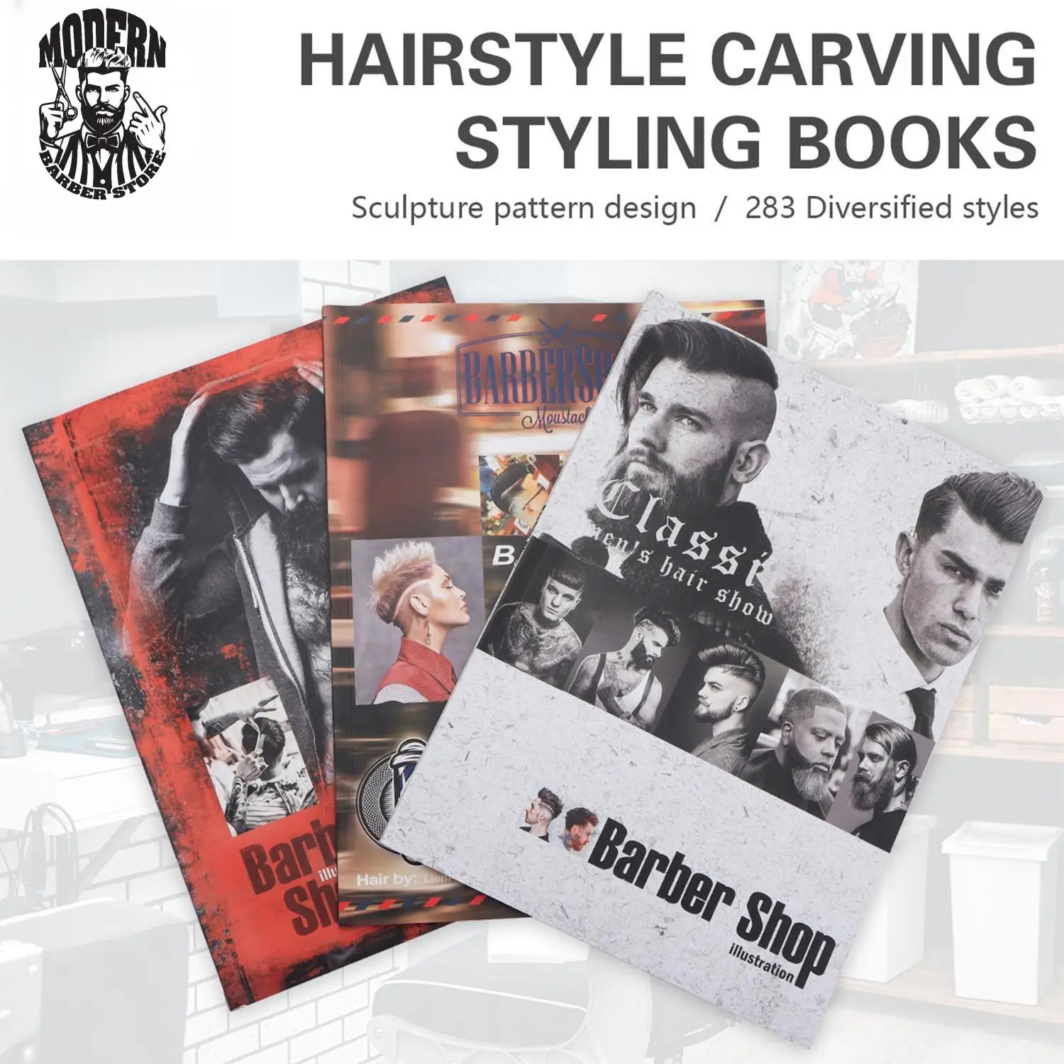 

Barber Shop Hairstyling Design Hair Style Oil Slick and Carving Book Hairdressing Magazine Cosmetology Book Barber Men's Journal