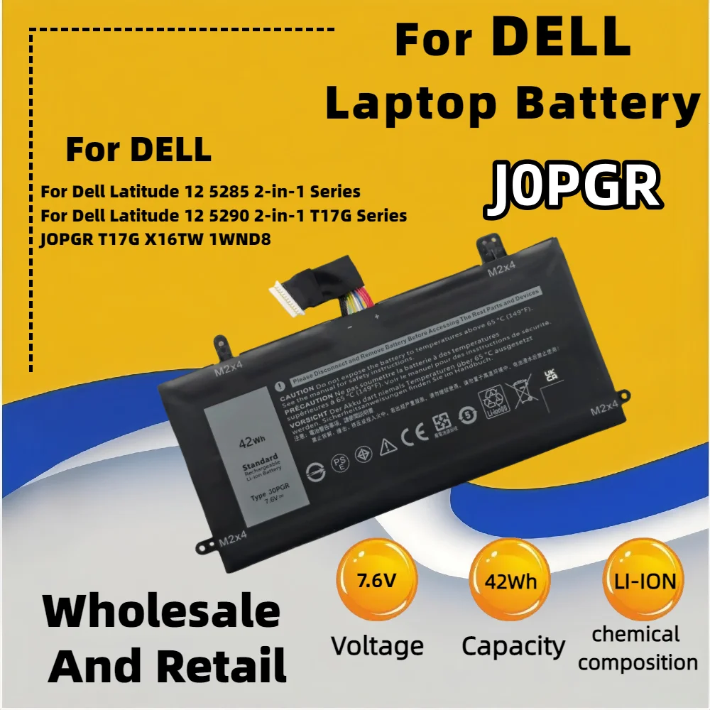 

FRLESUI Battery J0PGR JOPGR For Dell Latitude 12 5285 2-in-1 Series 5290 2-in-1 T17G X16TW Laptop Battery 13-months Warranty