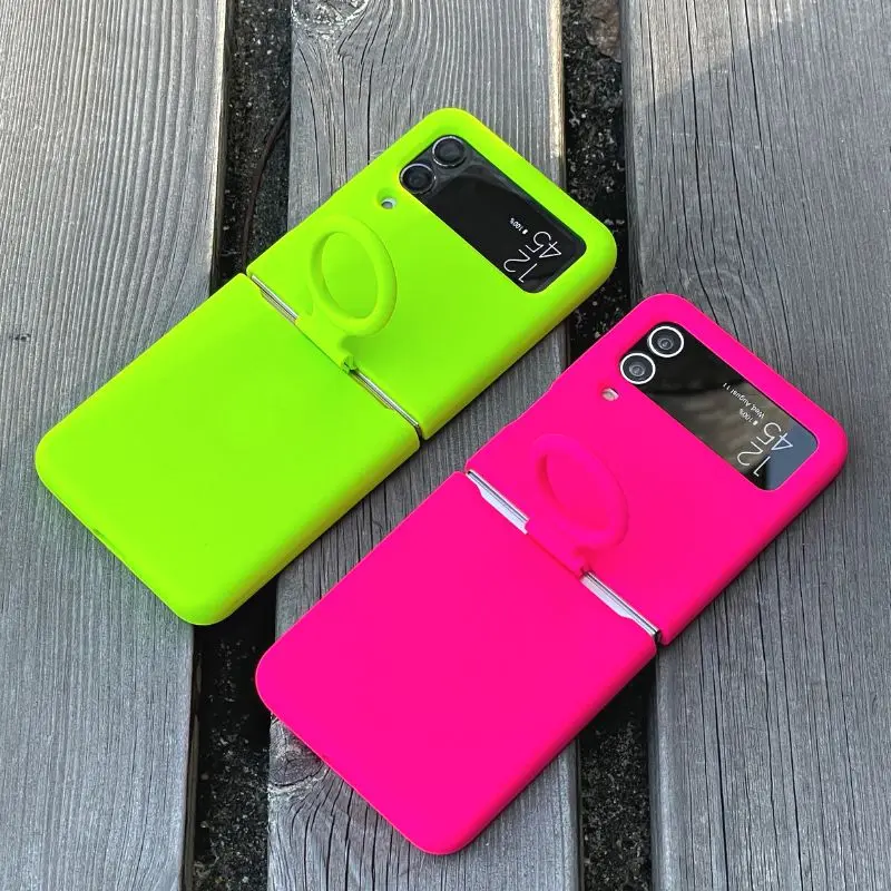 Liquid Silicone z flip 6 Case for Samsung Cover Galaxy zFlip 3 zflip 4 5 zflip3 Skin Neon Color Soft Hook Holder Bumper Capa