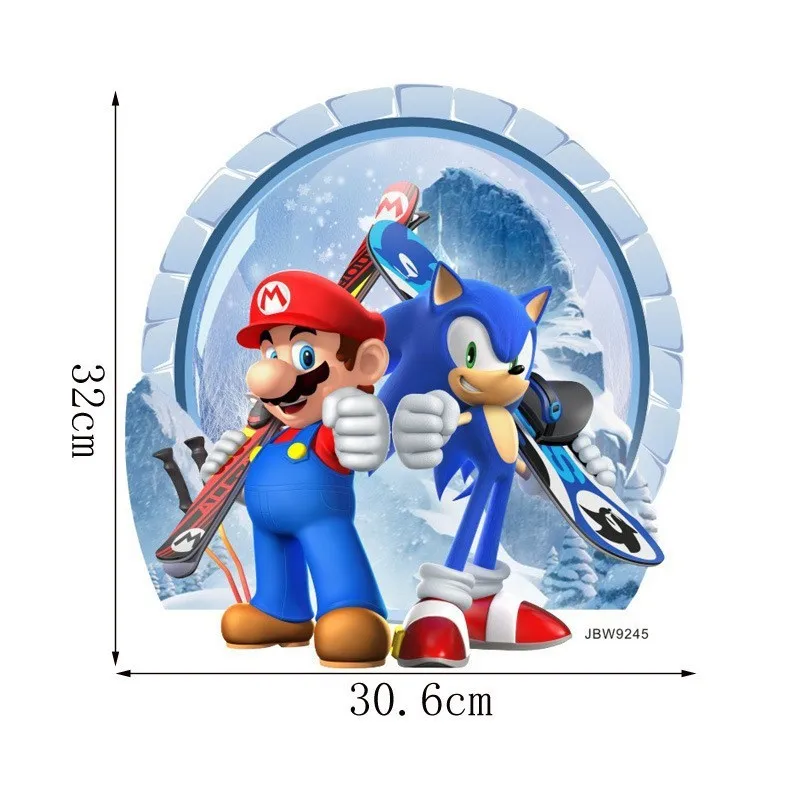 Mario Bros Wall Stickers Kids Room Kindergarten Decorate Action Figure Toys Luigi Peach Cute Waterproof Sticker Gift