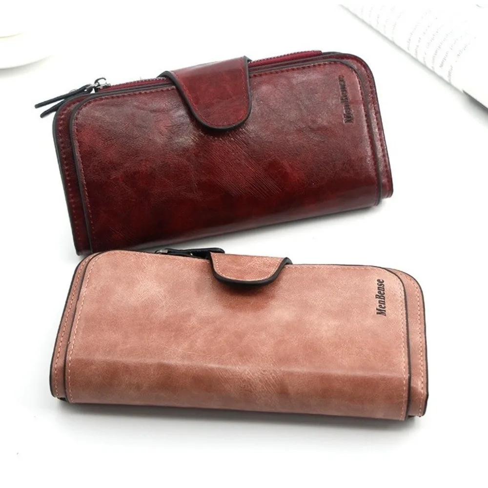 대용량 여성용 장지갑 다기능 한국 스타일 PU 가죽 지갑 다중 카드 슬롯 단색 클러치 백 여성용