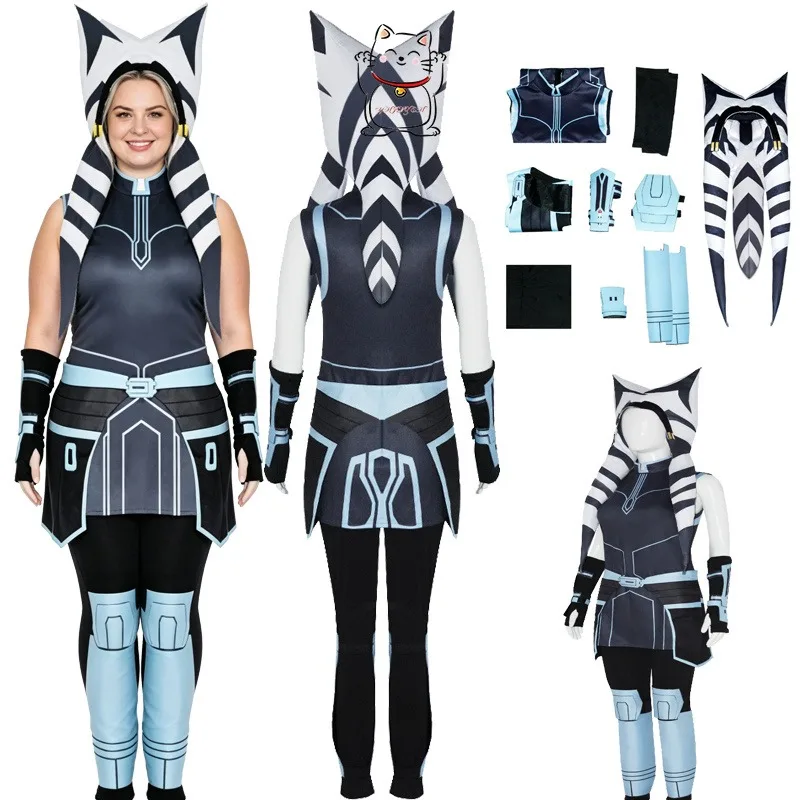 

Halloween Carnival Asoka Tano cosplay costume set Easter party fantasy outfit new hat top pants accessories