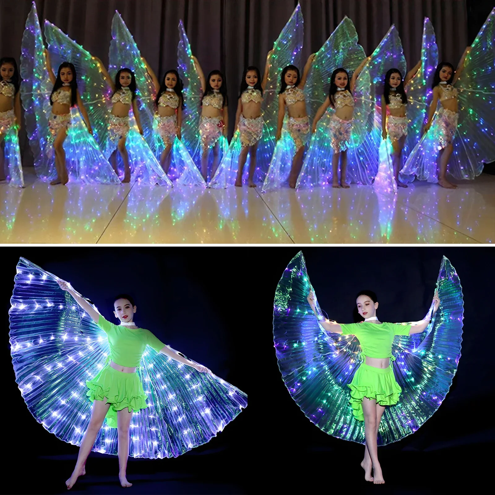 Luminous LED Butterfly Wings Isis Wings Light Up Belly Dance Wings Glow Angel Dance Adults Child Performance glowing  lighted
