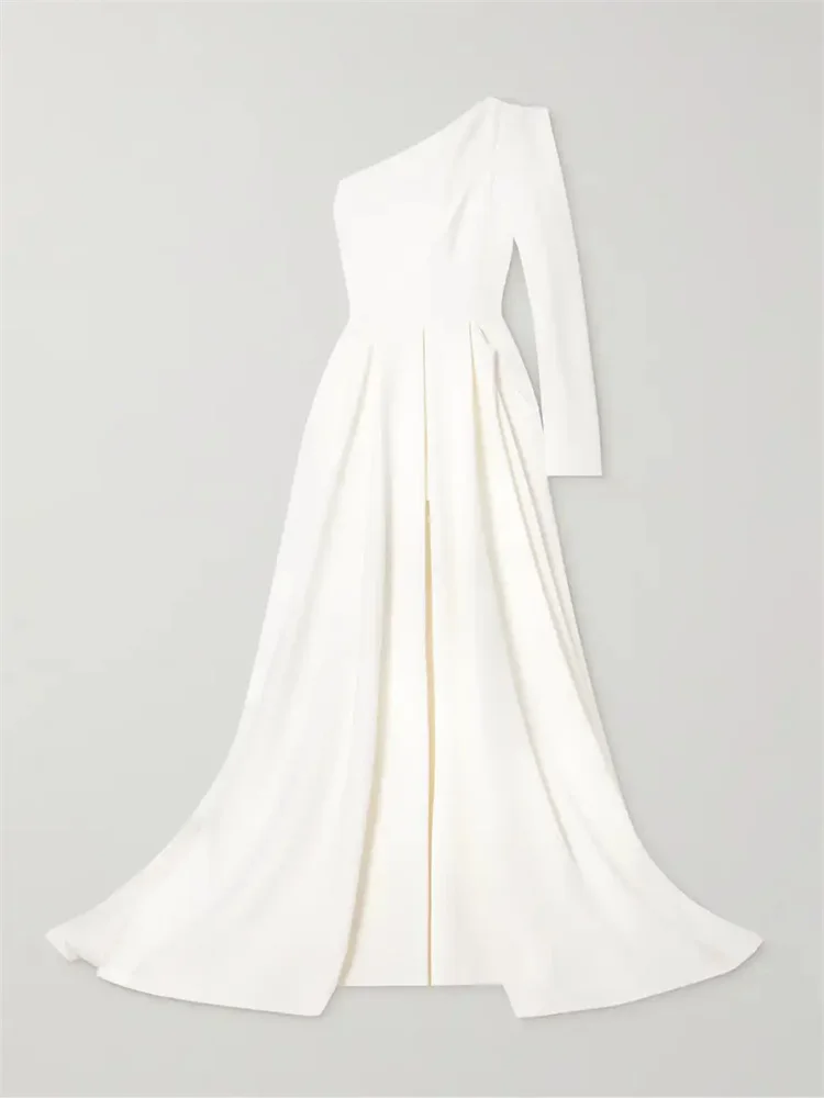 Robe de mariée en satin à manches longues, simple, initiée, sexy, dos ouvert, fermeture éclair, train de balayage, n'importe quoi pour la mariée, remises limitées, 2024