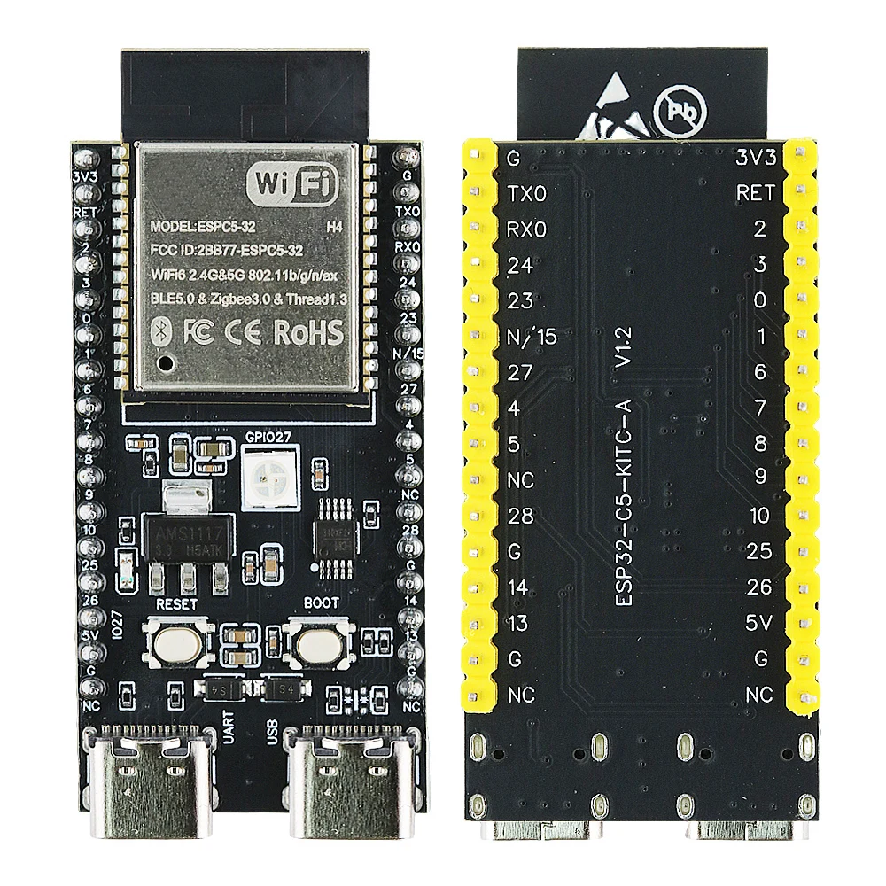 ESP32-C5-DevKitC-1 Development Board Dual-frequency 2.4G 5GHz WiFi Module with Pin N4 4MB Flash WIFI 6 CH340 32PIN ESP32 C5