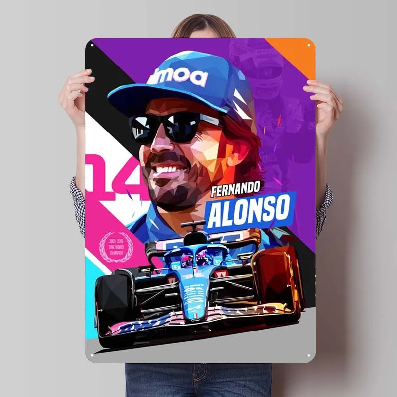 Fernando Alonso 2022 Metal Sign Sports Poster Retro Tinplate Sign for Wall Art Decoration Home Decoration Accessories Man Cave