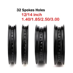 Motorcycle 12/14 inch Aluminum Alloy Wheel Rims 32 Spokes Holes 1.4/1.85/2.15/2.50/3.00*12