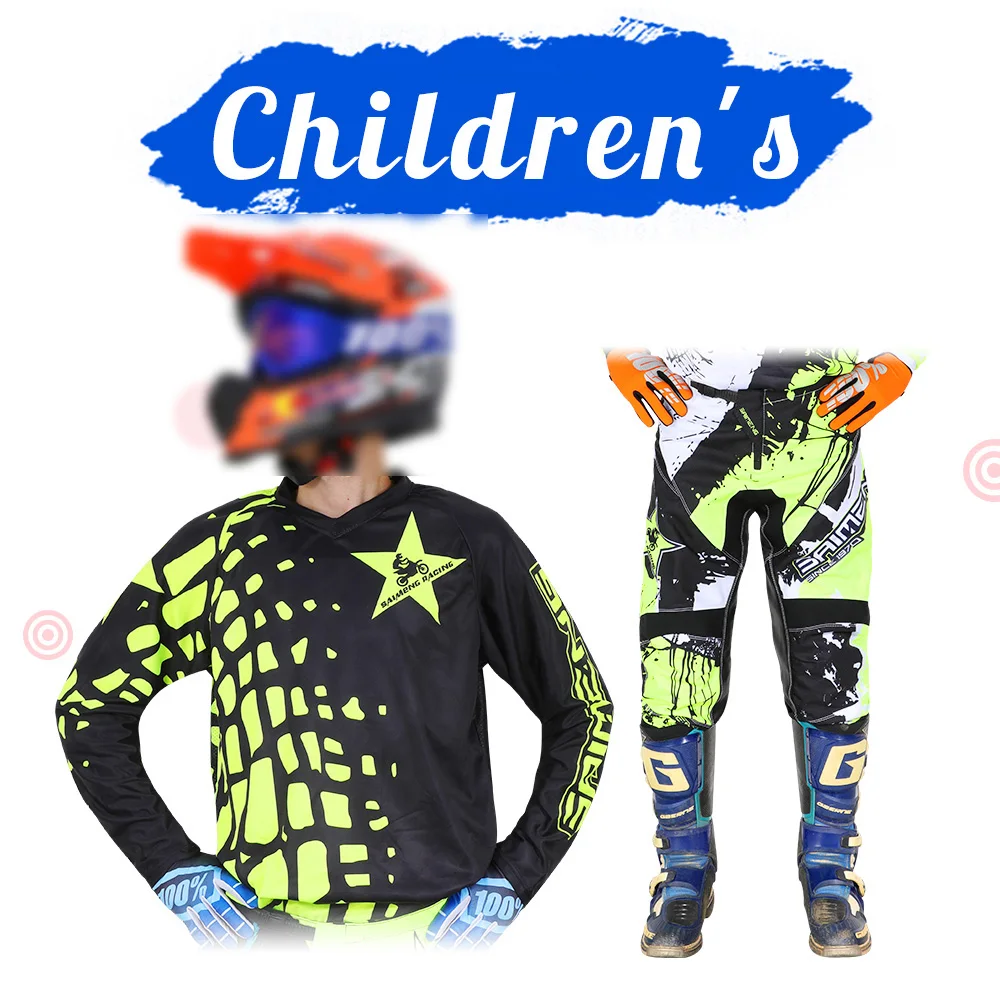 Youth Jersey Pant Combo for Kids MX Motocross Gear Set Children Racing Suit Off-road MTB 5 6 7 8 9 10 11 12 13 14 15 years old