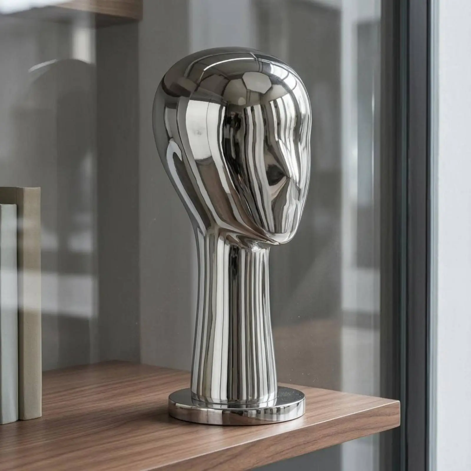 Electroplated Head Bust Polished Finish Shop Fixture Stylized Face