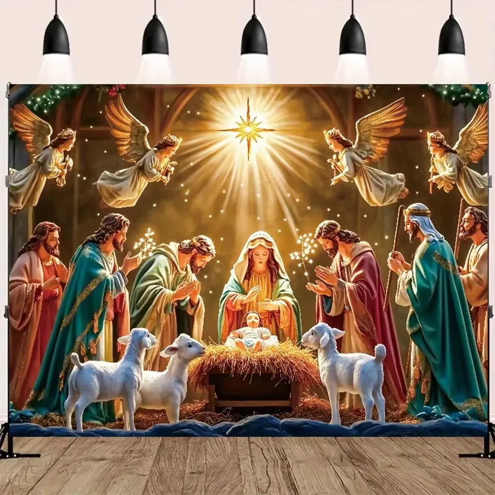 5D DIY Diamond Painting Kit Nativity Starry Night Religious Art Full Drill Rhinestone Mosaic Wall Decor Craft Kit Home Gift