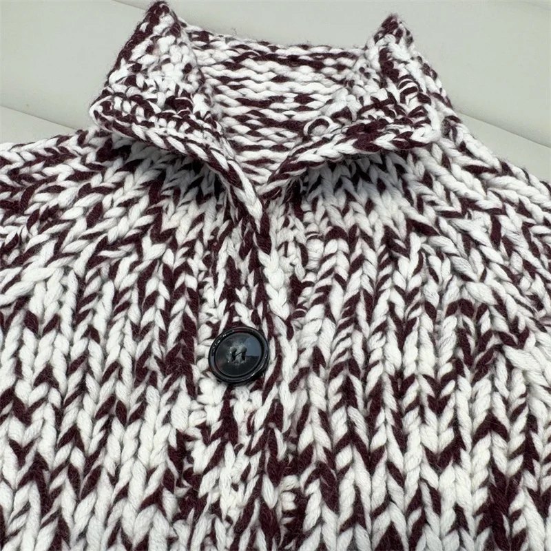 Cárdigan para mujer 2025 invierno nuevo de un solo pecho ajustado top de manga larga 100% suéter de lana para mujer y2k cuello alto para mujer