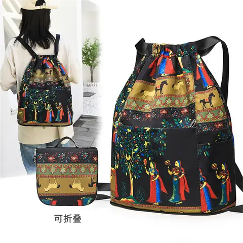Sports Bag Women's Drawstring Bag Men Large Foldable Cycling Basketball Gym Bag Travel Outdoor Backpack Female Swimming Yoga Bag