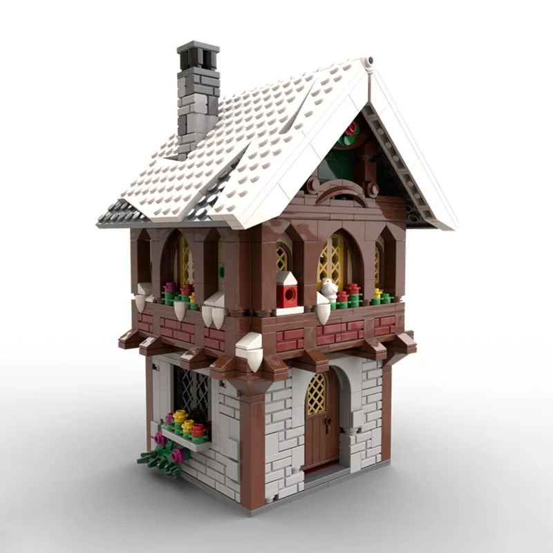 Ensemble de blocs de construction MOC avec des modèles de petites maisons dans le village d'hiver, un ensemble de jouets d'assemblage créatif, un cadeau de vacances, Noël