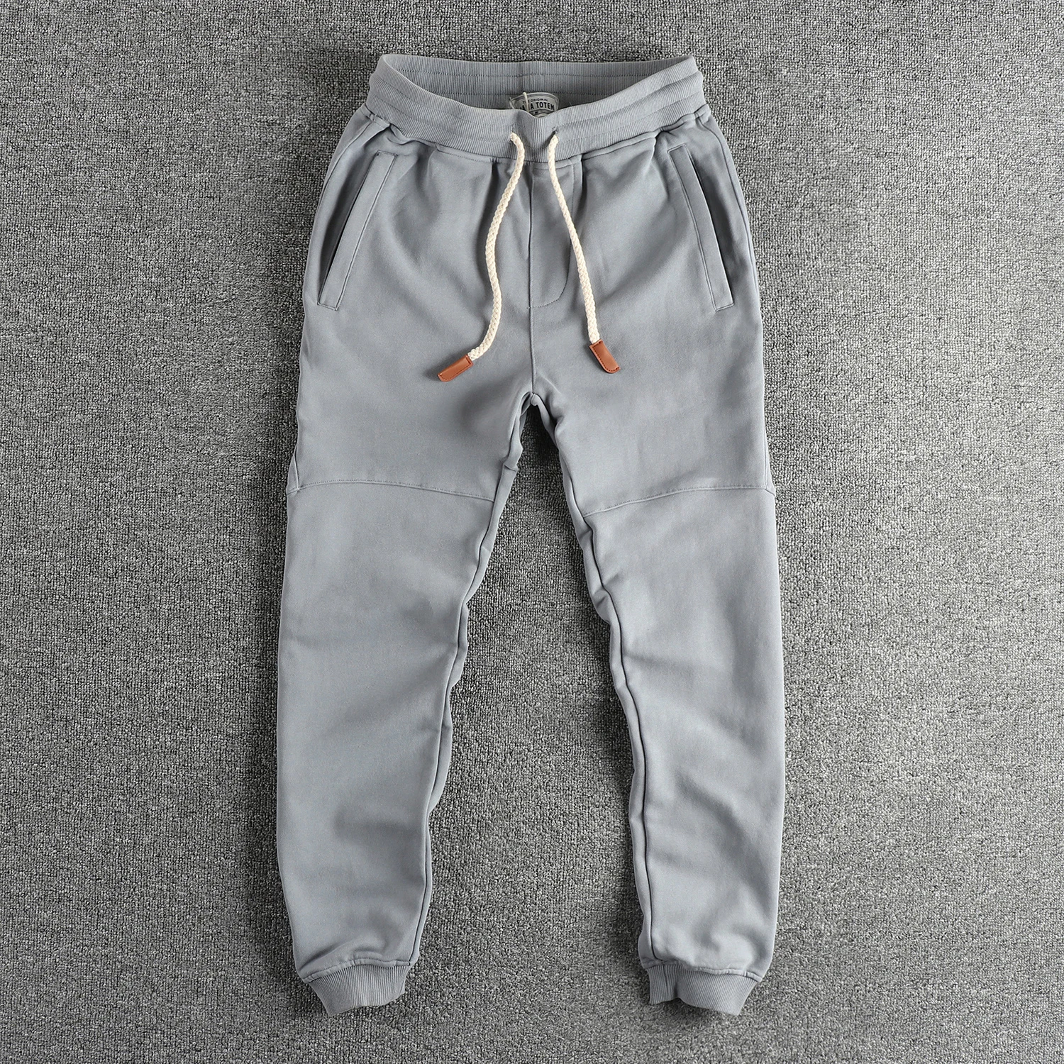 

Washed Cotton Fleece Men's Sweatpants American Style Youth Sports Cuffed Pants 3D Cutting Straight Leg Pants for Teens