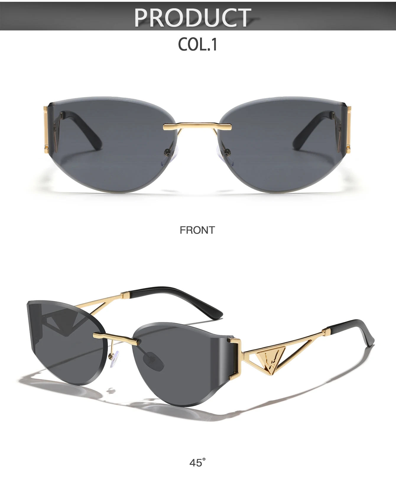 Modische randlose Fahrrad-Sonnenbrille, trendige Metallrahmen-Brille mit UV-Schutz für Männer und Frauen, Outdoor-Radfahren, Wandern, Brillen – Detail 3
