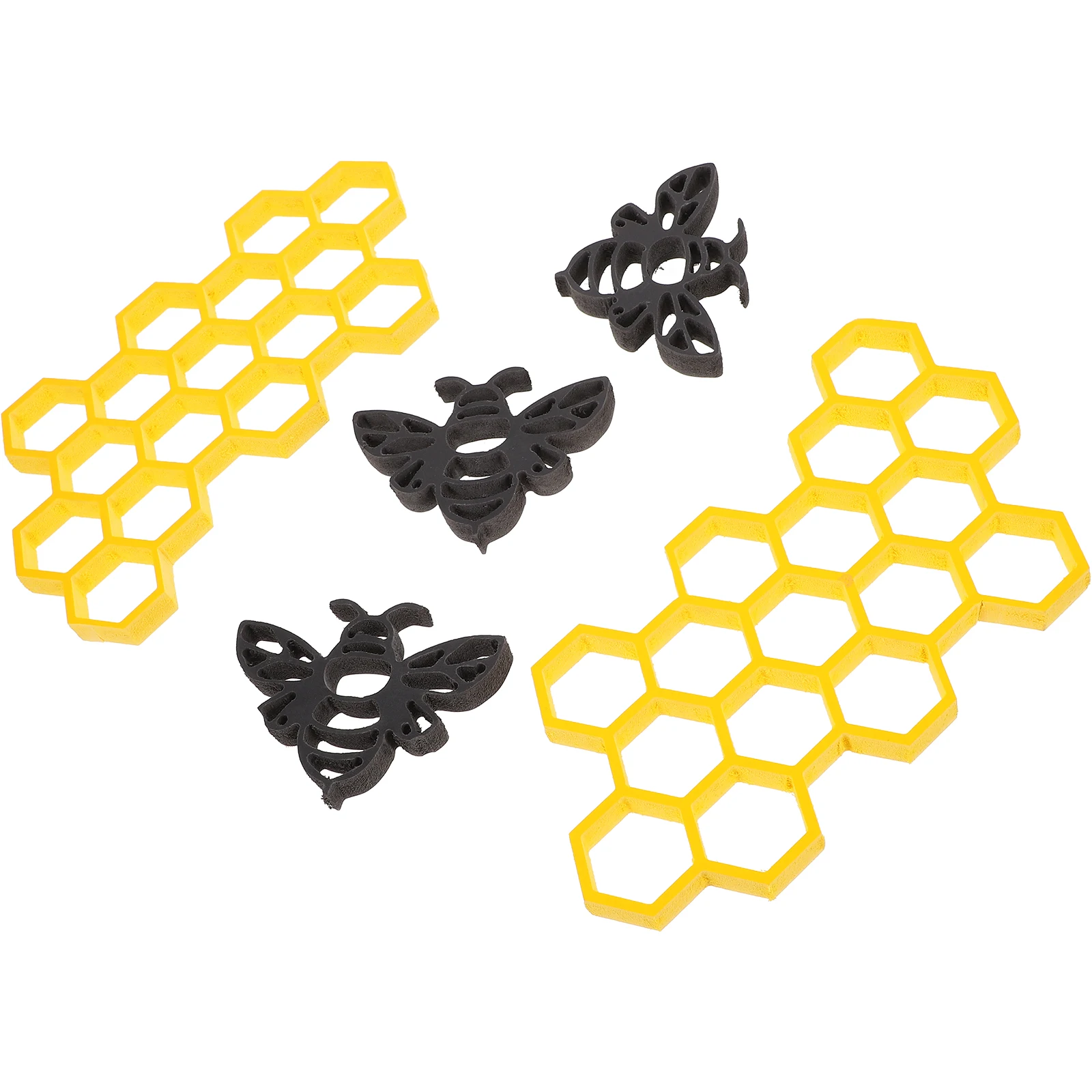 

1 set 5 Pieces Wall Decor Honeycomb Design Bee Figurines for Home Bedroom Office Garden PVC Figurines RoomDecor BeeThemed