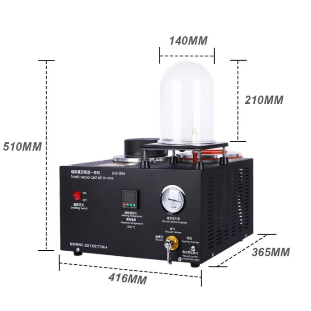 Jewelry Casting Machine Vacuum and Melting Equipment Refining Precious Metal Jewelry Casting Tool 3kg 220V/110V 1750W