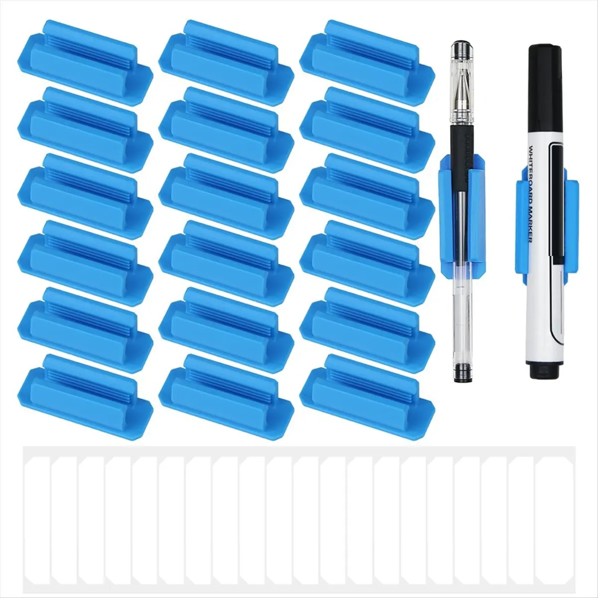 Pencil Holder for Desk Set of 20,Adhesive Pen Holder with 20 Extra Stickers,for Walls,Clipboards,Classroom,Office