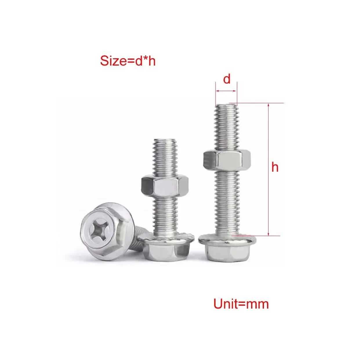 

304 Stainless Steel Cross Flange Screw And Nut Combination/External Hexagonal Bolt With Washer Screw