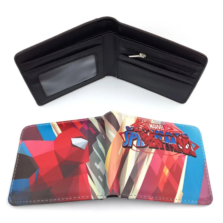 Cartera plegable de Marvel para hombre y mujer, tarjetero con Clip para tarjetas de identificación, regalo de Cosplay de dibujos animados