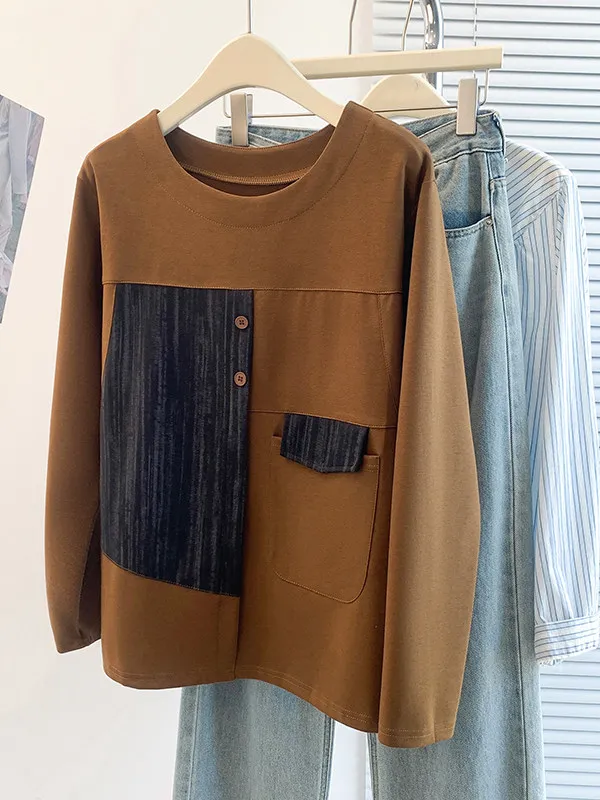 

Casual Long Sve Women's Sweatirt Faionable Versatile Design Spring Season plus Size Clothing Age-Defng Sli Brand